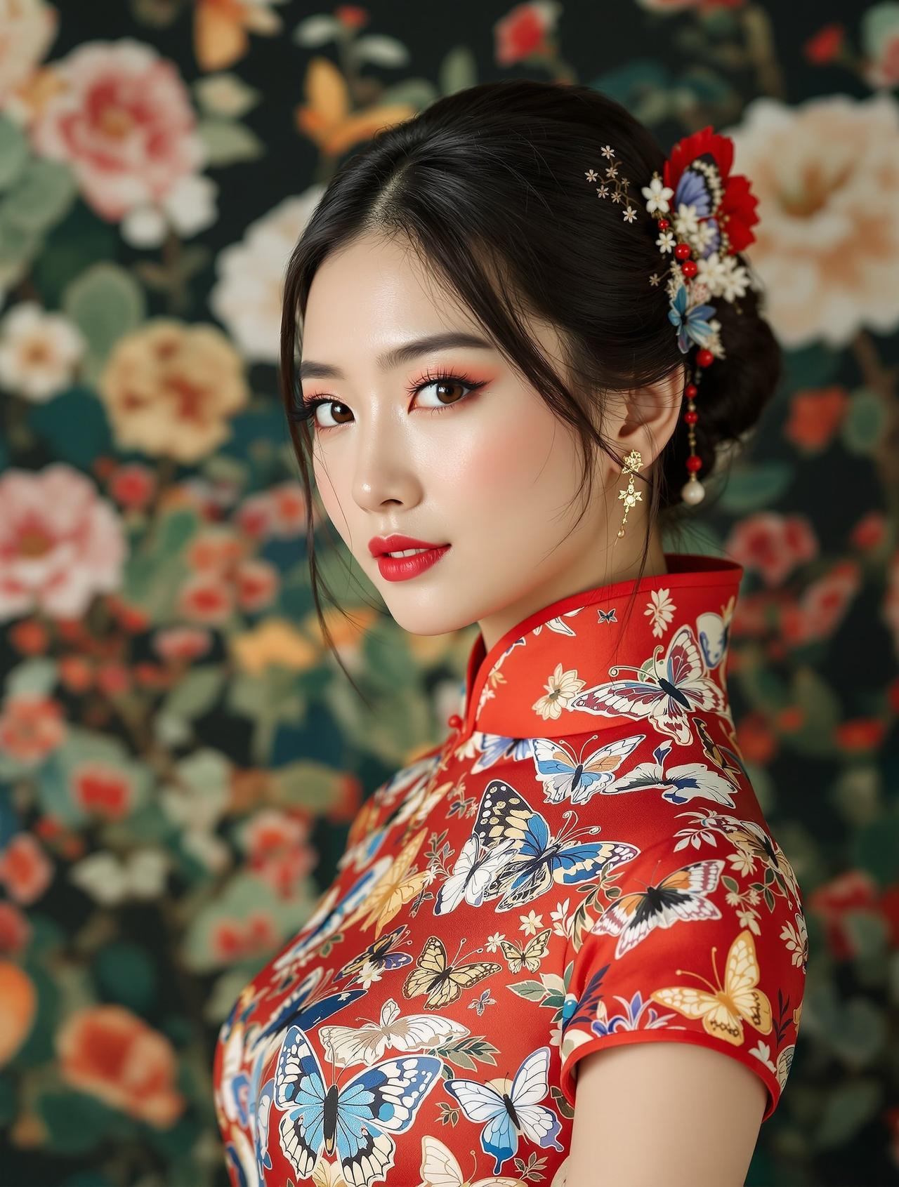 花园蝶舞 - 现代改良旗袍